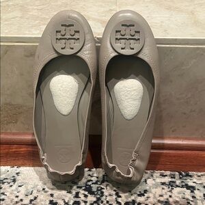 Tory Burch Taupe Leather Flats